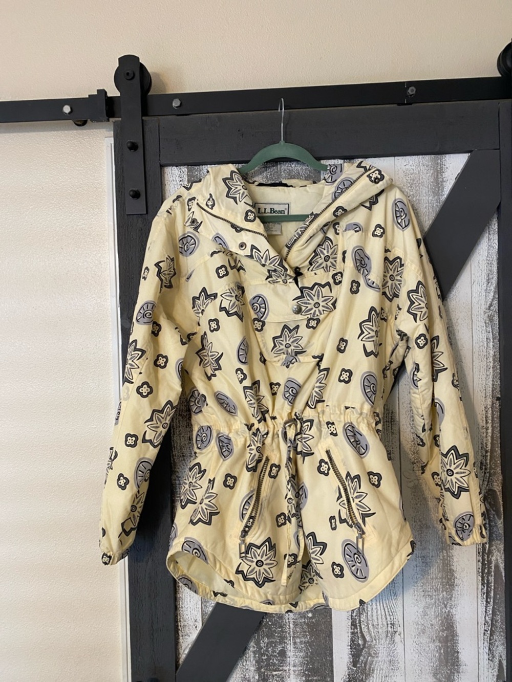 L.L. Bean Cream Floral-Print Utility Anorak